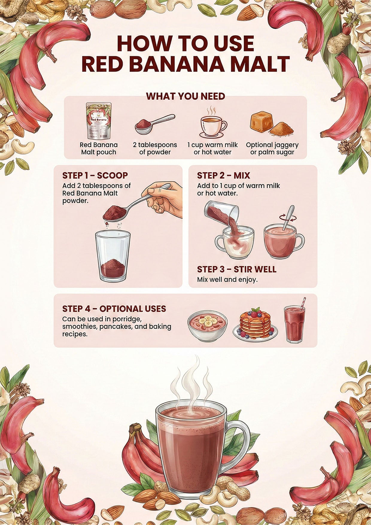 Red Banana Malt – Natural Banana Health Drink Mix