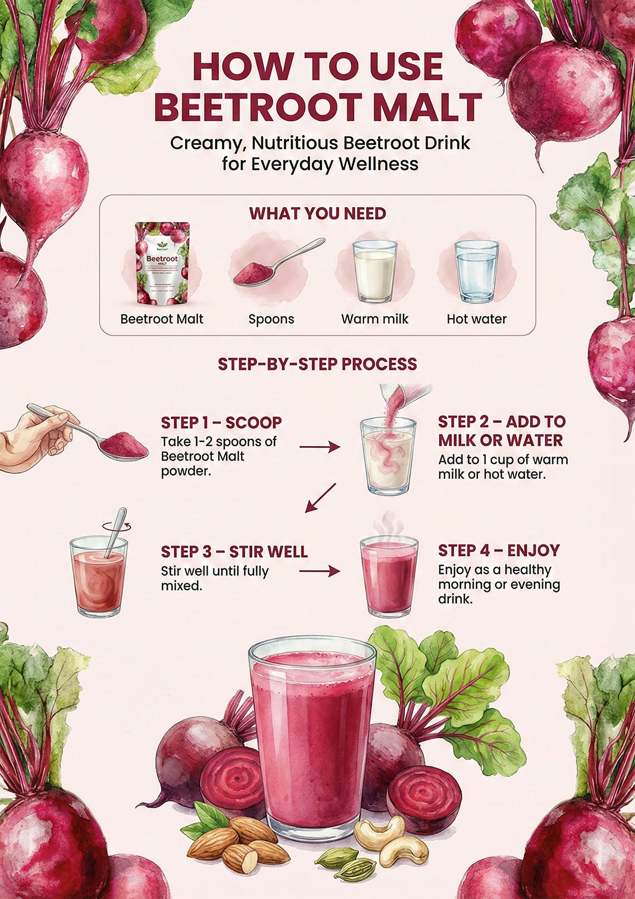 Beetroot Malt – Natural Beetroot Health Drink Mix