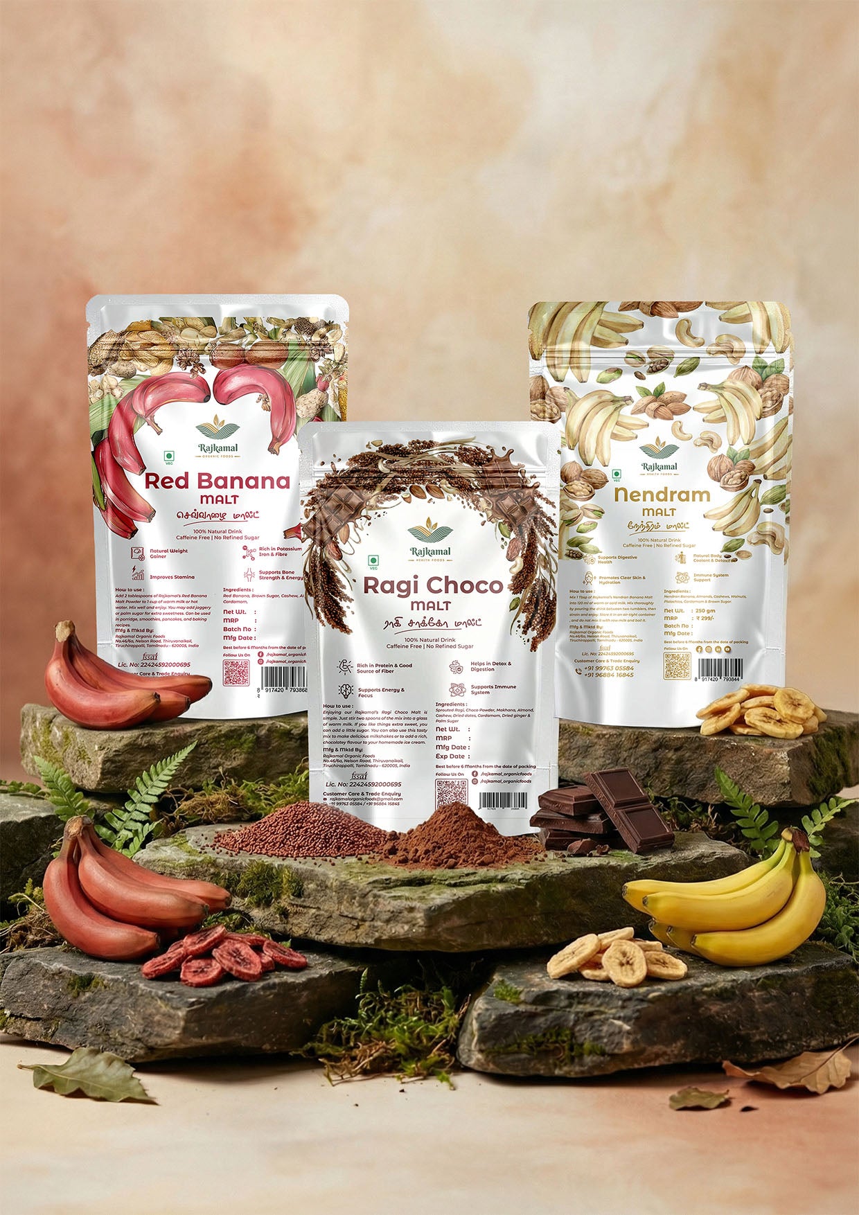 Kids Nutrition Combo – Ragi Choco, Red Banana & Nendram Malt