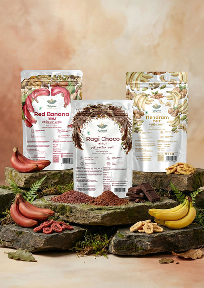 Kids Nutrition Combo – Ragi Choco, Red Banana & Nendram Malt