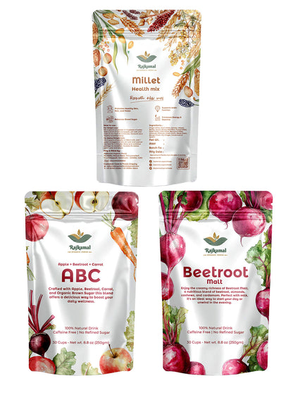 Complete Breakfast Combo – ABC Malt, Beetroot Malt & Millet Health Mix