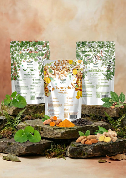 Herbal Wellness Trio – Turmeric, Brahmi & Aadathodai Malt Combo
