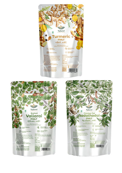 Herbal Wellness Trio – Turmeric, Brahmi & Aadathodai Malt Combo