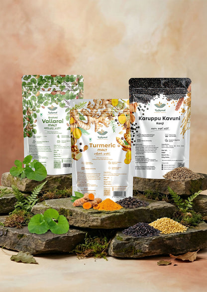 Senior Wellness Combo – Brahmi, Turmeric & Karuppu Kavuni Kanji