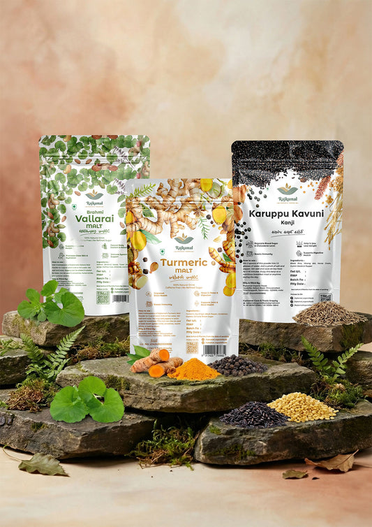 Senior Wellness Combo – Brahmi, Turmeric & Karuppu Kavuni Kanji