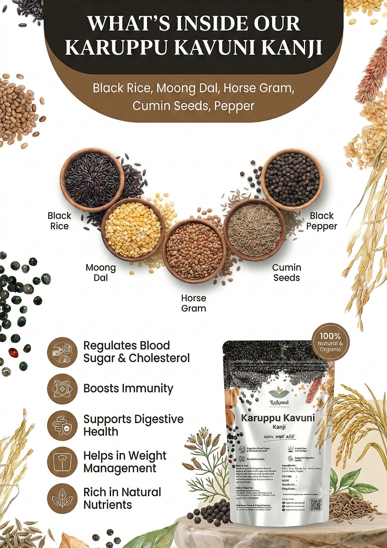 Karuppu Kavuni Kanji – Traditional Black Rice Health Mix