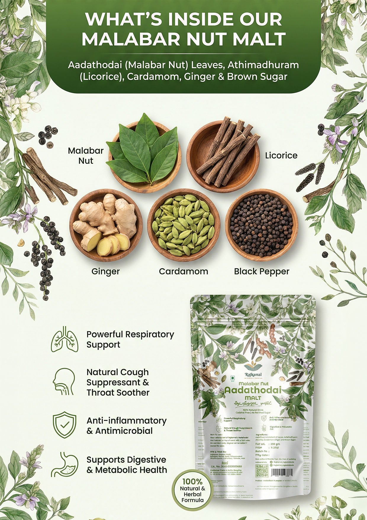 Malabar Nut Aadathodai Malt – Traditional Herbal Drink Mix